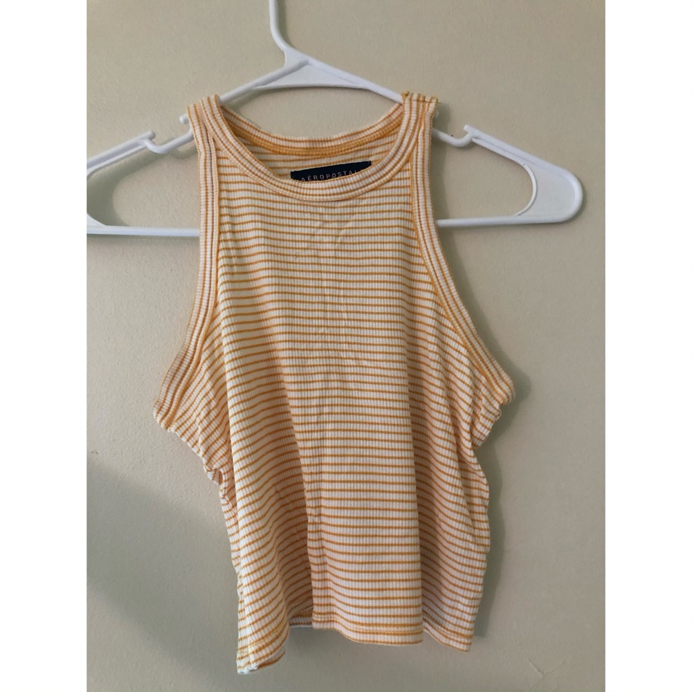 Yellow Striped Crop Top